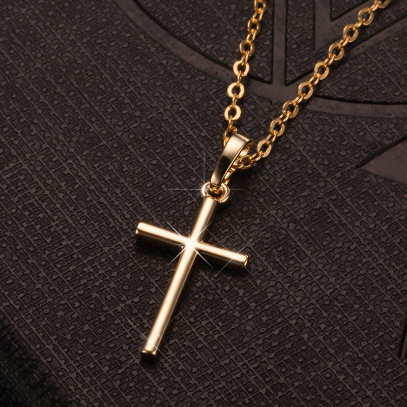 Fashion Female Cross Pendants dropshipping Gold Black Color Crystal Jesus Cross Pendant Necklace Jewelry For Men/Women Wholesale baby magazin 