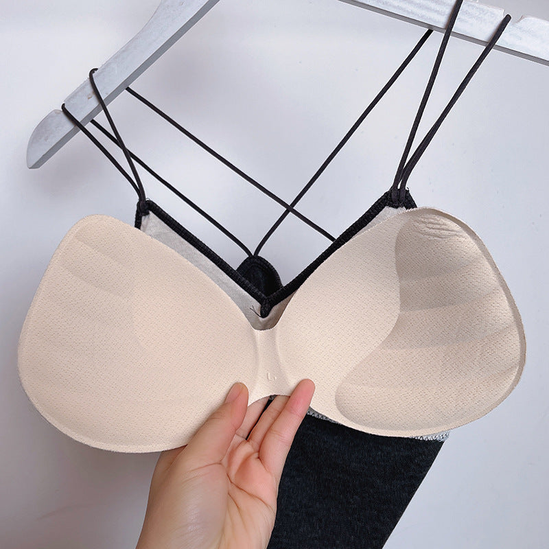 Feng Zhixin 2111 silkworm silk beauty back underwear female spring and summer new straps cross-like back wrapped in chest short slings baby magazin 