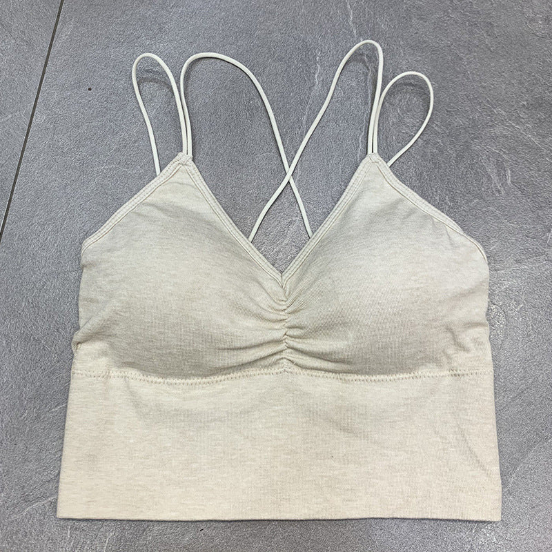 Feng Zhixin 2111 silkworm silk beauty back underwear female spring and summer new straps cross-like back wrapped in chest short slings baby magazin 