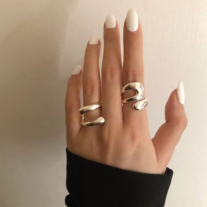 Foxanry Minimalist 925 Sterling Silver Rings for Women Fashion Creative Hollow Irregular Geometric Birthday Party Jewelry Gifts baby magazin 
