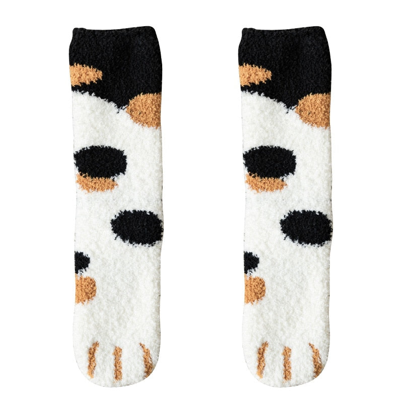 Funny Cute Style Cat Paw Cartoon Pattern Women  Cotton Socks Super Soft Gift For Female Stay in the house Sleeping Floor Sox baby magazin 