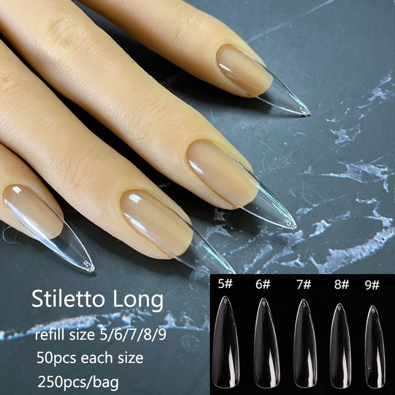 Gel X Nails Extension System Full Cover Sculpted Clear Stiletto Coffin False Nail Tips 240pcs/bag baby magazin 