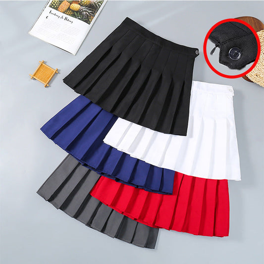 Half-length skirt 2021 new high waist short skirt large size A word skirt Korean version of the buckle Yiwu black pleated skirt female summer baby magazin 