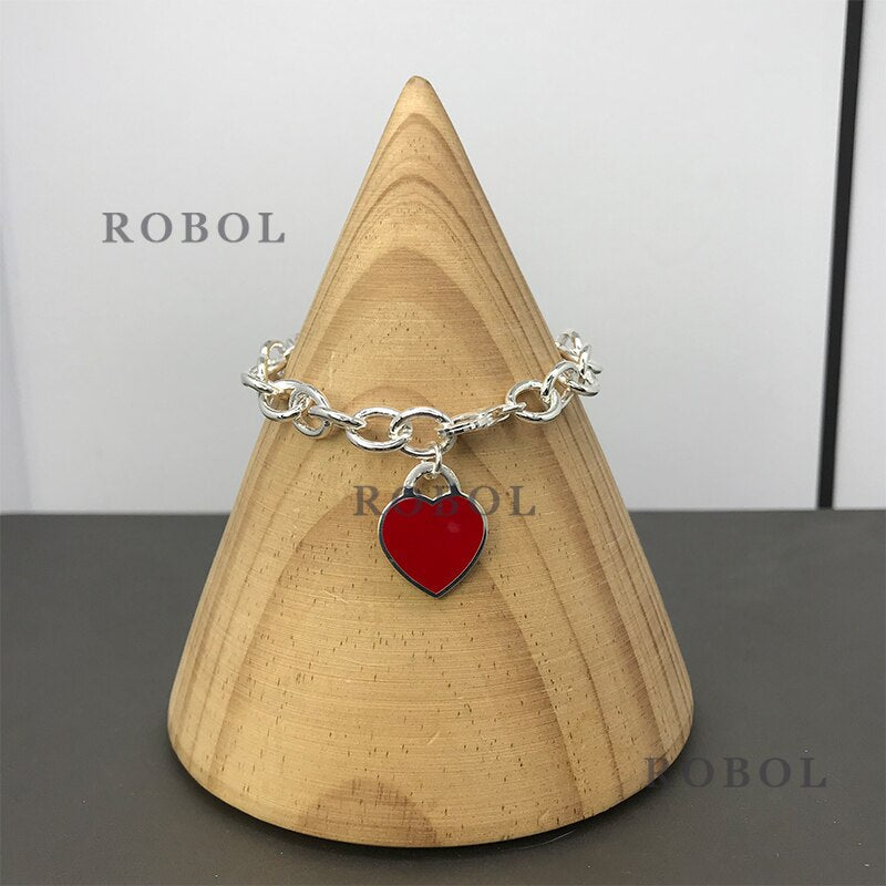 High Quality Original 925 Sterling Silver Classic Heart Bracelet Multi-color Optional Woman Jewelry Gift Free Shipping baby magazin 
