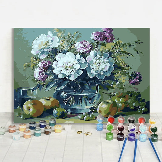 Home Decor Still Life Fruits Flowers In Vase Hand-painted DIY Digital Oil Painting baby magazin 