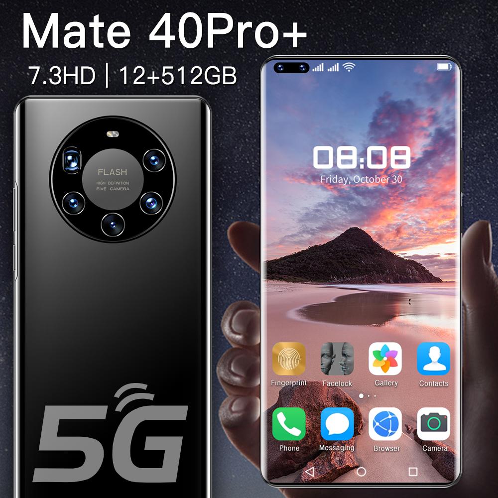 Hot Selling Mate 40 Pro+ 12GB+512GB 7.3 Inch full Display Android 10.0 Mobile Cell Smart phone baby magazin 