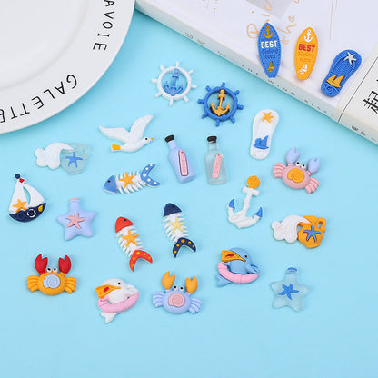 Hot sale cartoon ocean series DIY resin jewelry accessories mobile phone case keychain handicraft decorative materials baby magazin 