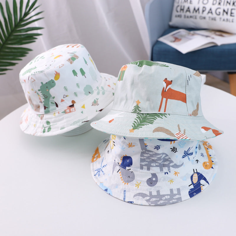 INS with children's hat 2020 spring and summer new cartoon dinosaur basin cap baby big sun hat sun protection baby magazin 