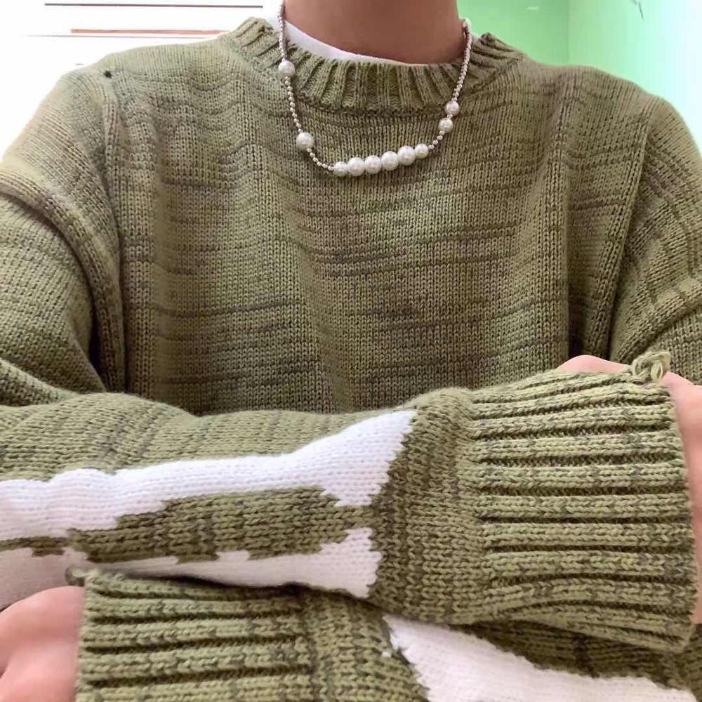 Kapital Green Loose Skeleton Bone Printing Sweater  Men Woman Good Quality High Street Damage Hole Vintage 1:1 Knit Sweater baby magazin 