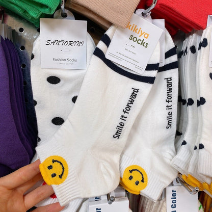 Korean socks, East, East Gate, Kikiya2020, spring, summer, new Japanese smiley striped dot short stockings baby magazin 