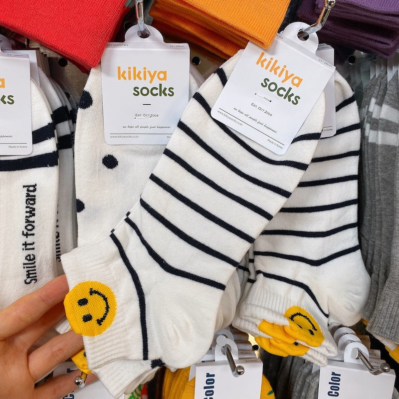 Korean socks, East, East Gate, Kikiya2020, spring, summer, new Japanese smiley striped dot short stockings baby magazin 