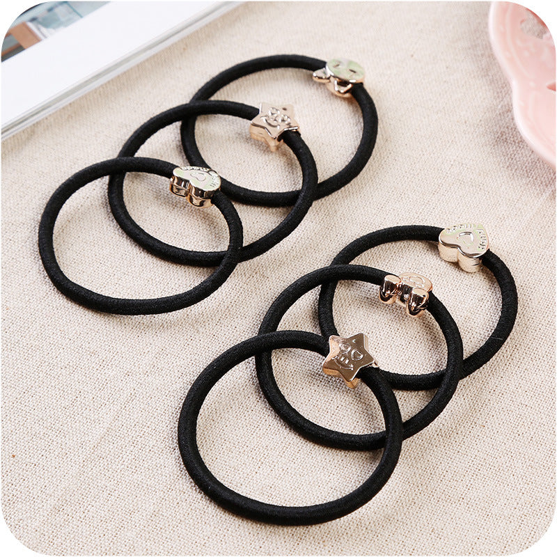 Korean version of the INS cartoon high elastic gold bead hair ring hair rope cute apple leather tendon head rope hair ring small gift wholesale baby magazin 