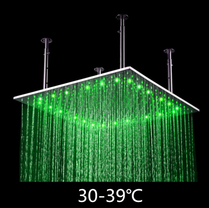 LED Ceiling Mounted Temperature Sensitive 3 color changing Rainfall Shower Head baby magazin 