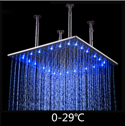 LED Ceiling Mounted Temperature Sensitive 3 color changing Rainfall Shower Head baby magazin 