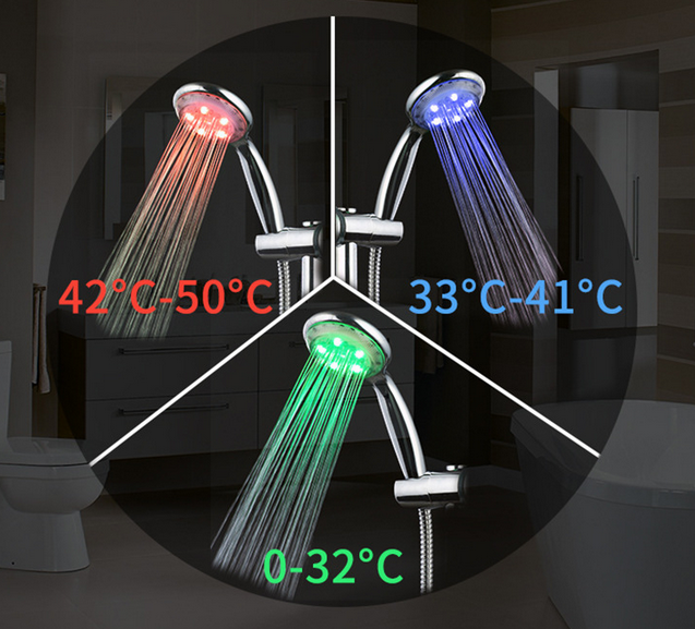 LED Shower Head Handheld High Pressure Water Saving Water Temperature Controlled 3 or 7 Colors Changing baby magazin 