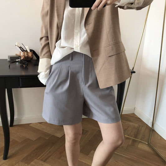 Louu summer new Korea Dongda Gate Quality Simple casual high waist suit shorts loose fashion pants women baby magazin 