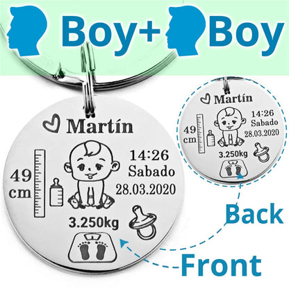 Lovely Personalized Baby Boys Girls Keychain  Name Birth Weight Height For Newborn Commemorate New Mom Dad Gift Keyring P026_C baby magazin 