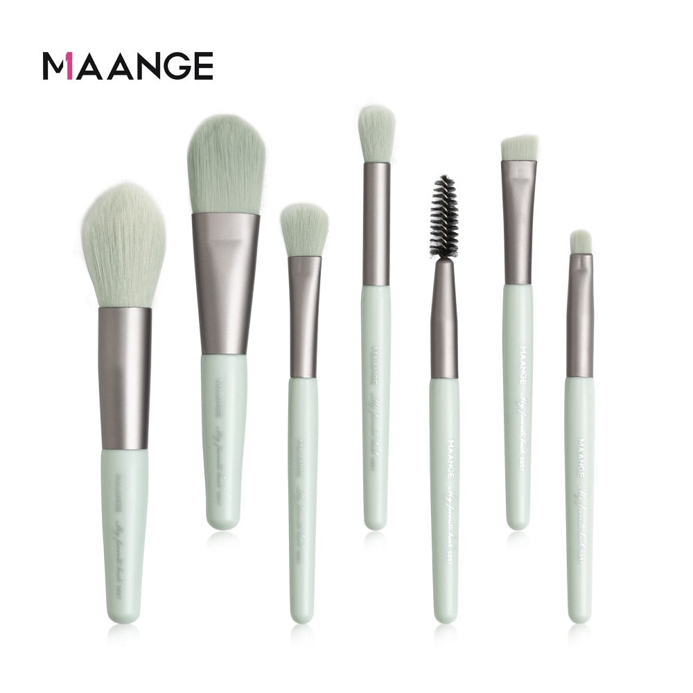MAANGE 7Pcs Makeup Brushes Mini Set Cosmetic Powder Eye Shadow Foundation Blush Blending Beauty Make Up Tools baby magazin 