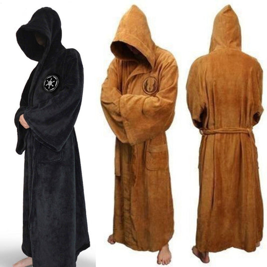 Male Flannel Robe Male With Hooded Thick Star Dressing Gown Jedi Empire Men's Bathrobe Winter Long Robe Mens Bath Robes Homewear baby magazin 