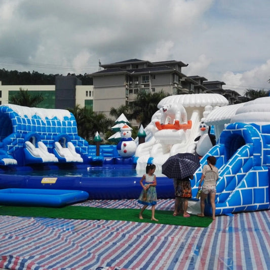 Mega Ice World Inflatable Water Park for adults and kids, Outdoor white bear water park equipment baby magazin 