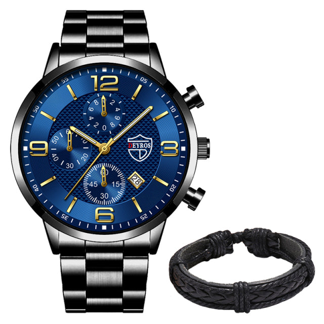 Mens Luxury Business Watches Stainless Steel Quartz Wrist Watch Male Sports Bracelet Calendar Luminous Clock relogio masculino baby magazin 