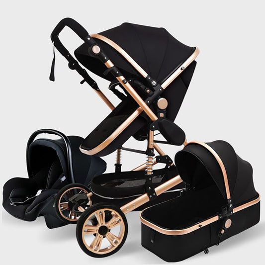 Multifuntional Baby Stroller 3 in 1 High Landscape Stroller Portable Carriage Gold Baby Stroller Newborn Stroller baby magazin 