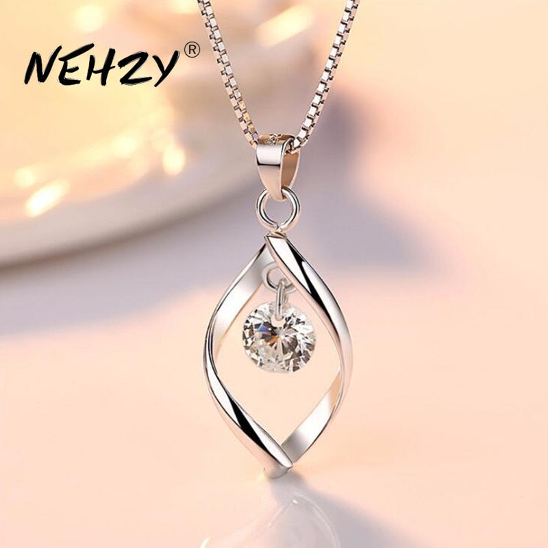 NEHZY 925 sterling silver women's fashion new jewelry high quality crystal zircon retro simple pendant necklace long 45CM baby magazin 