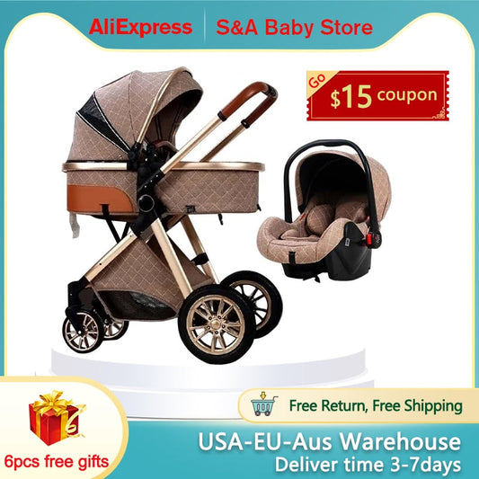 New Item  Fast and Free Shipping Baby Stroller Pram High Landscape Carriage   2 in 1 baby magazin 