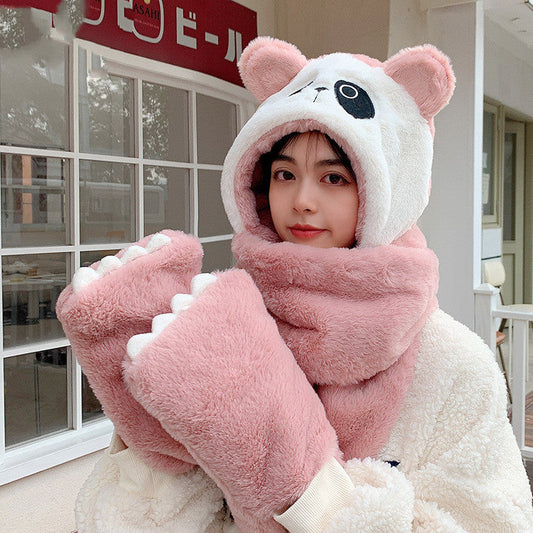 New Panda Lovely Fluffy Hat Women's Winter Outdoor baby magazin 
