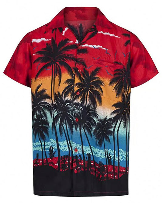 New Summer Hawaii 2021 Beach Print Casual Short Sleeve Men's Shirt baby magazin 