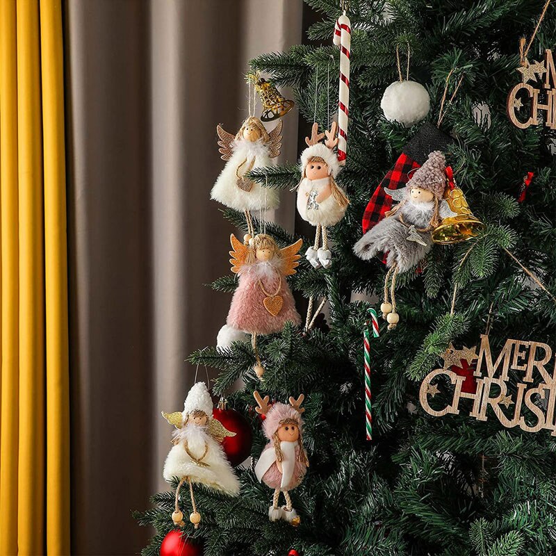 New Year Angel Doll Christmas Tree Hanging Ornaments Decor Christmas Elk Pendants Decoration For Home Navidad 2021 Car Ornament baby magazin 