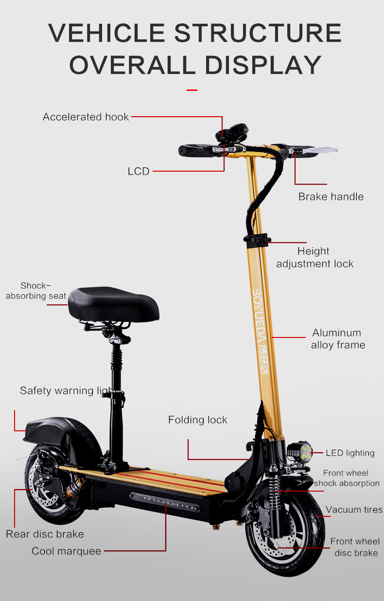 No Vat Electric Kick Scooter 45KM/H 10inch Electric Scooters Adults 500W 26AH patinete electrico Foldable with Seat baby magazin 