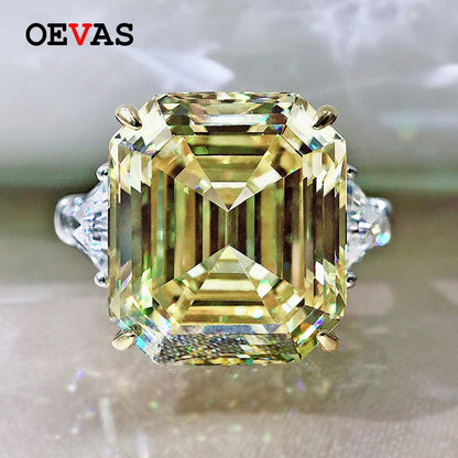 OEVAS 100% 925 Sterling Silver Sparkling 14*16mm High Carbon Diamond Topaz Wedding Rings For Women Party Fine Jewelry Wholesale baby magazin 
