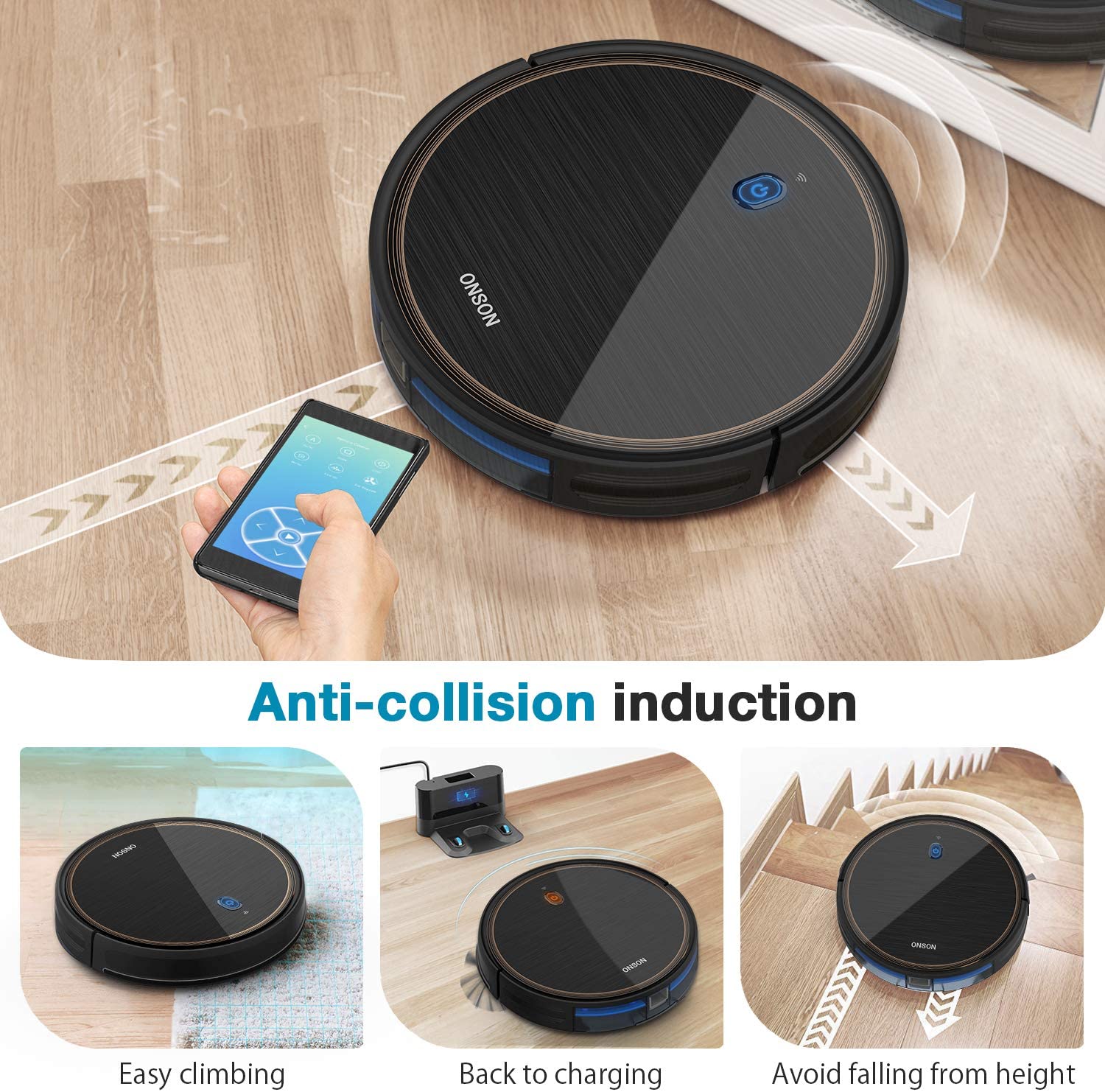 ONSON Wi-Fi Connected 110min Runtime Multi-Surface Cleaning Virtual Guard Vacuum Robot Cleaner baby magazin 