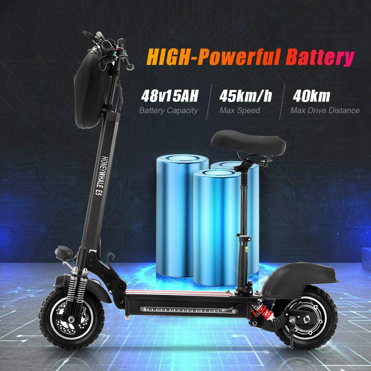 Off-load Electronic Scooter Electrique Adult Scooter 600w Electric Scooter EU UK No Tax Folding IP64 45km/h 15ah Ce 48V Iscooter baby magazin 