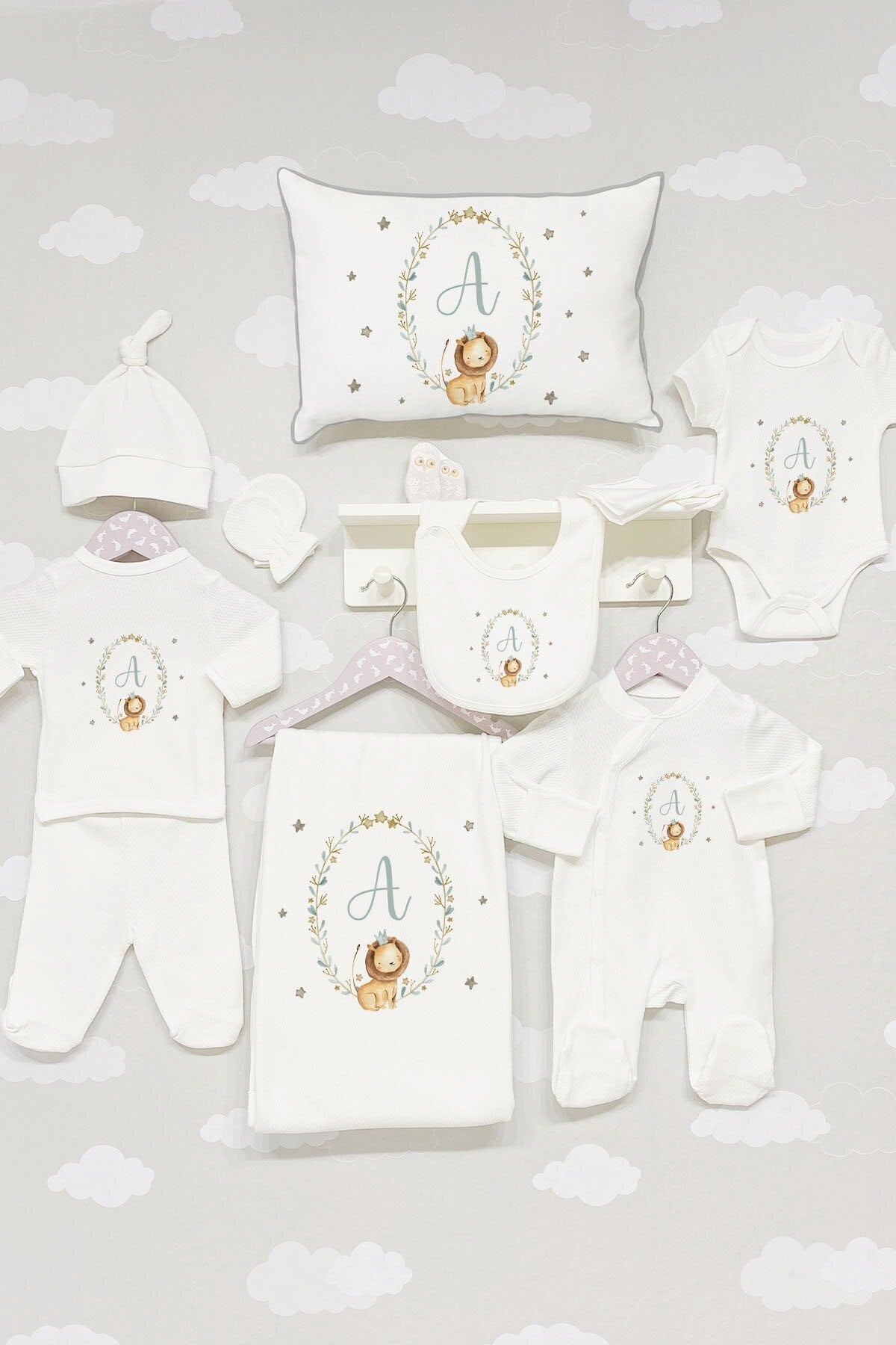 Organic 11 Piece Jacquard Hospital Output-Letter Series-A Letter Baby Set Lux 100 Cotton High Quality baby magazin 