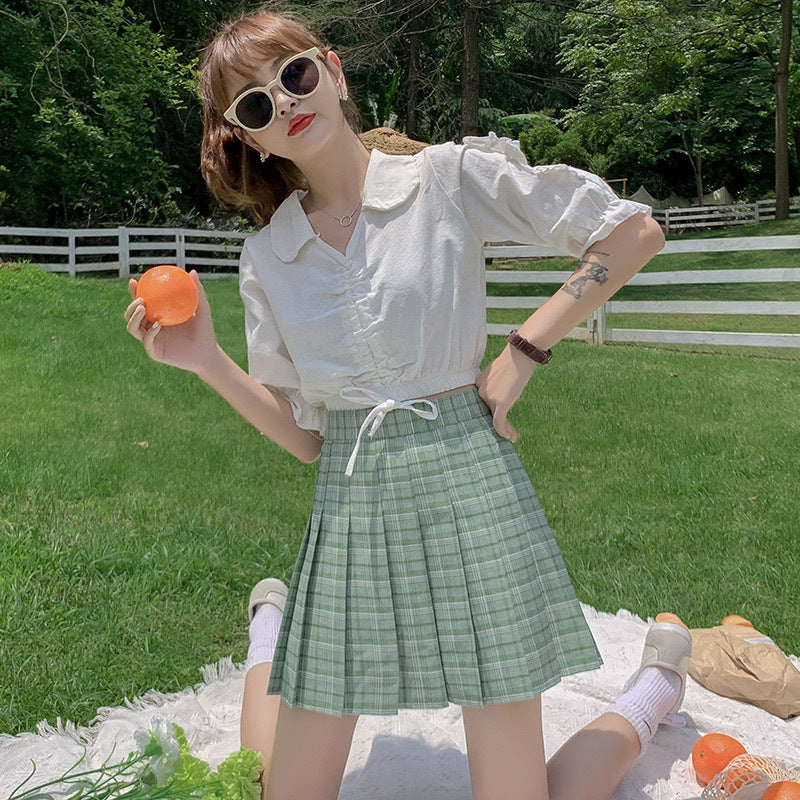 Pleated skirt female student short skirt autumn and winter 2021 new high waist A word Korean version of the style pion skirt spring and summer skirt baby magazin 