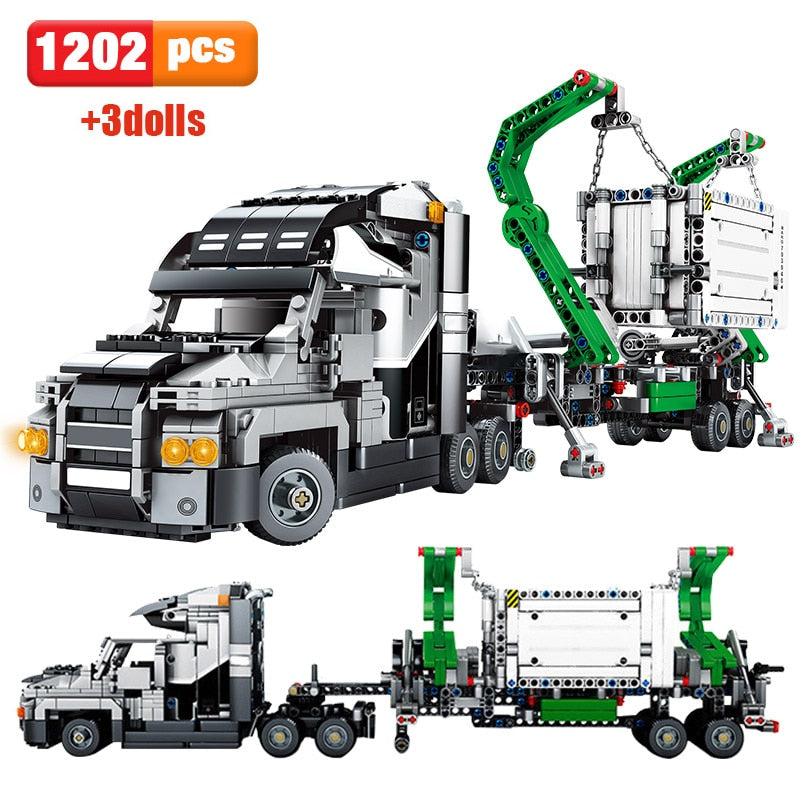 Promotion 1202pcs City Big Truck Engineering Buiding Blocks Mark Container Vehicles Car Figures Bricks Toys For Children baby magazin 