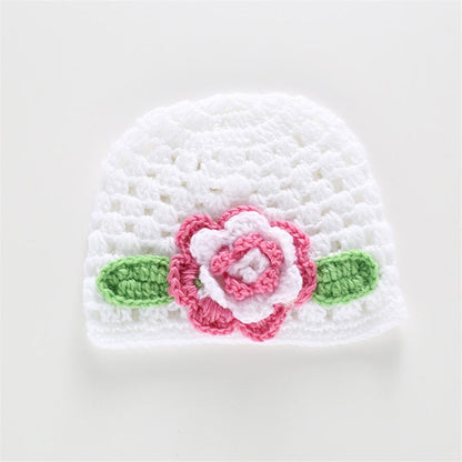 Quality Cute Big Flower Baby Cap Newborn Infant Toddler Girl Warm Beanie Knit Hat Cap For Baby Photography Size 37-39CM baby magazin 