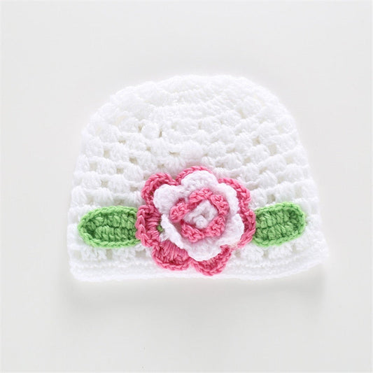 Quality Cute Big Flower Baby Cap Newborn Infant Toddler Girl Warm Beanie Knit Hat Cap For Baby Photography Size 37-39CM baby magazin 