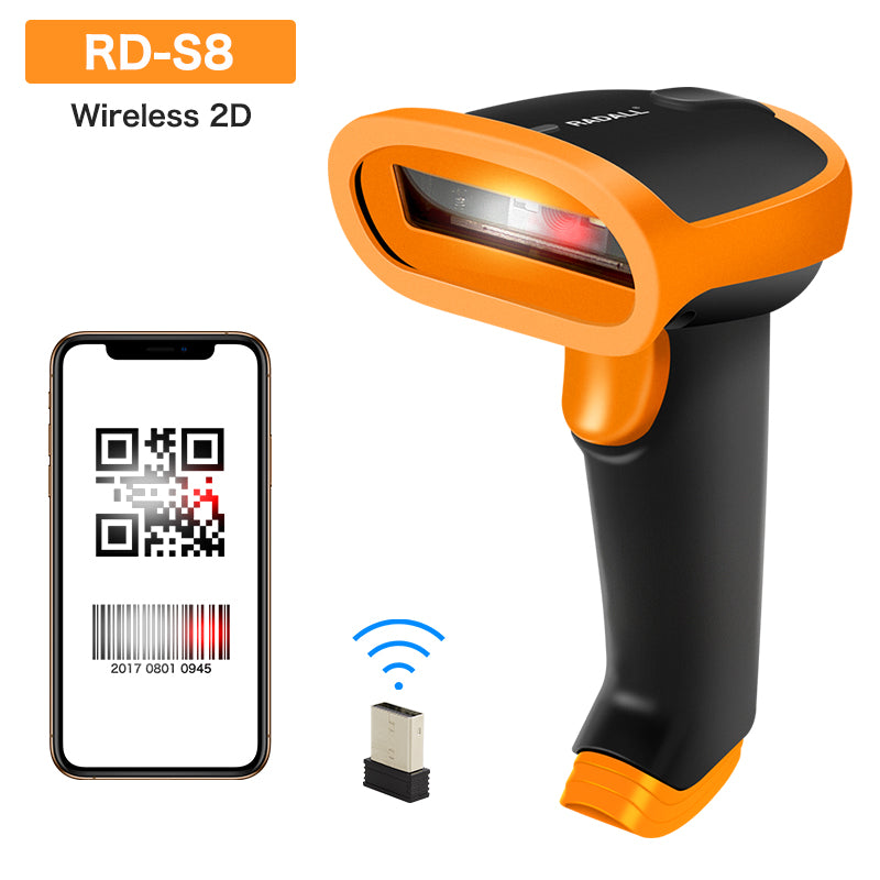 RADALL Automatic Scan Handheld 1D/2D QR Code Reader Wireless Barcode Scanner Screen Barcode baby magazin 