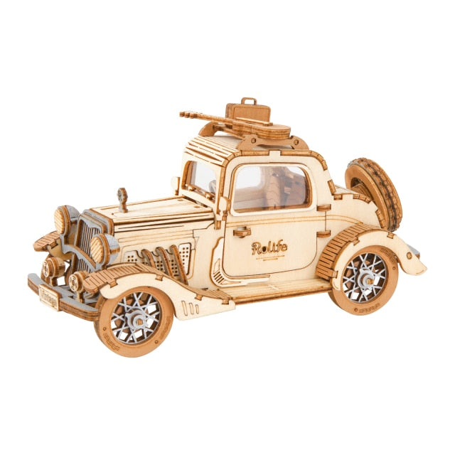 Robotime 3 Kinds DIY 3D Transportation Wooden Model Building Kits Vintage Car Tramcar Carriage Toy Gift for Children Adult baby magazin 