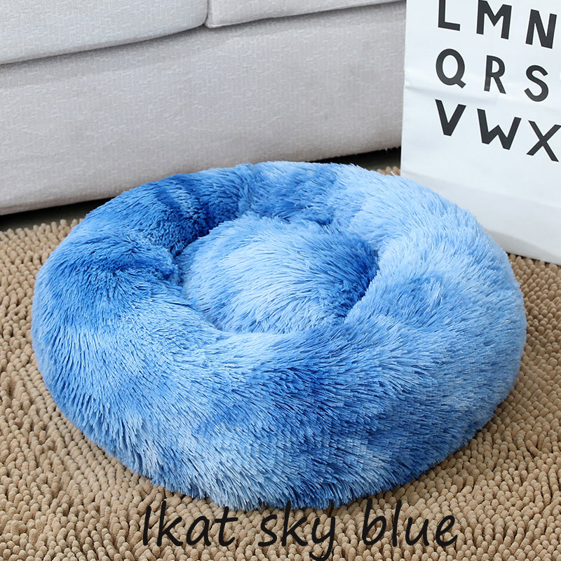 Round Plush Dog Bed House Dog Mat Winter Warm Sleeping Cats Nest Soft Long Plush Dog Basket Pet Cushion Portable Pets Supplies baby magazin 