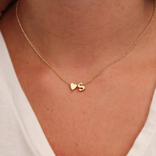 SUMENG Fashion Tiny Heart Dainty Initial Necklace Gold Silver Color Letter Name Choker Necklace For Women Pendant Jewelry Gift baby magazin 