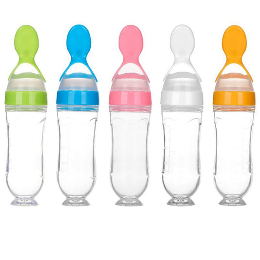 Silicone Newborn Baby Squeezing Feeding Bottle Training Rice Spoon Infant Cereal Food Supplement Feeder Safe Tableware Tools baby magazin 