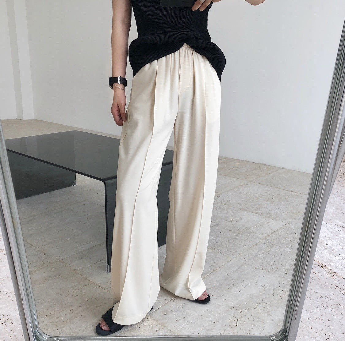 Summer new trendy quality lazy straight wide legs loose thin leisure hang lazy trousers trousers female baby magazin 