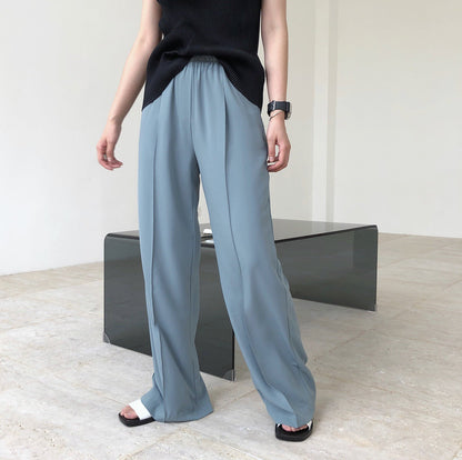 Summer new trendy quality lazy straight wide legs loose thin leisure hang lazy trousers trousers female baby magazin 
