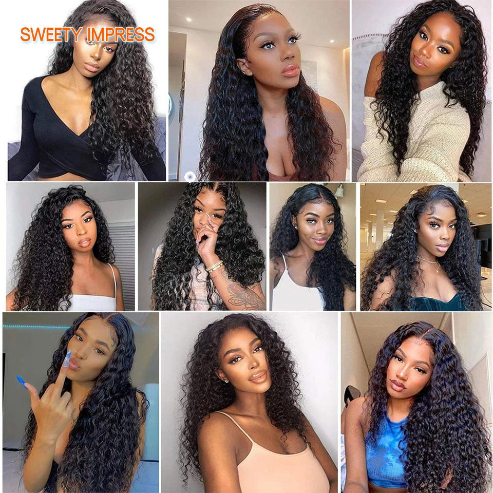 Sweety Impress Water Wave Lace Front Wig 13x4 Transparent Lace Frontal Wigs Hairline Curly Human Hair Closure Wigs Wet And Wavy baby magazin 