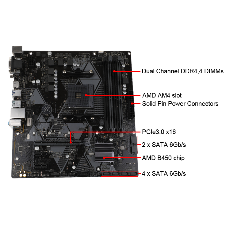 TECMIYO High-Quality PRIME B450M-A B450 Desktop Motherboard DDR4 DIMM 32GB Double Channel Motherboard For Asus baby magazin 