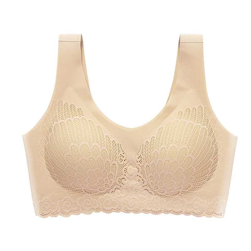 Thin Push Up Vest Bra Women Seamless Underwear Solid Lace Soft Comfortable Sleep Top With Chest Padded Bras For Women M L XL XXL baby magazin 